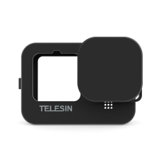 TELESIN GoPro Hero 9/ 10 szilikon védő tok (Fekete) + lencse védő sportkamera kellék