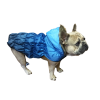  Téli kutyakabát szőrmés kapucnival, kék, L-es