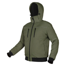  Téli munkavédelmi kabát, OUTDOOR, hőszigetelt, kapucnis, zöld, XXL