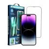  Temp-glass631273762441 Apple Iphone 16 Fekete 5D-teljes (teljes felület ragasztó) lefedettséget biztosító karcálló, ütésálló kijelzővédő üvegfólia, felhelyezést segítő kerettel