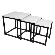 Tempo 3 dohányzóasztal szett, matt fehér/fekete, KASTLER NEW TYP 3 bútor