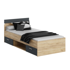 Tempo Ágykeret, 90x200, artisan tölgy/grafit, MICHIGAN NEW ágy és ágykellék