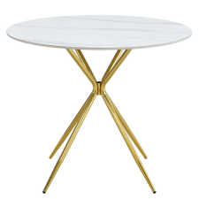 Tempo Étkezőasztal, fehér márvány/gold arany króm, átmérő 90 cm, MEKNER bútor