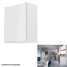 Tempo Felsőszekrény, fehér-szürke extra magasfényű, balos, AURORA G601F bútor