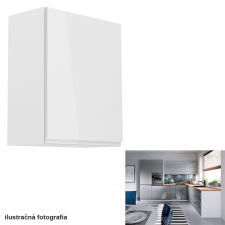 Tempo Felsőszekrény, fehér-szürke extra magasfényű, jobbos, AURORA G601F bútor