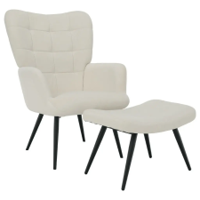 Tempo Fotel lábtartóval, fehér Velvet szövet/fekete, HABEN bútor