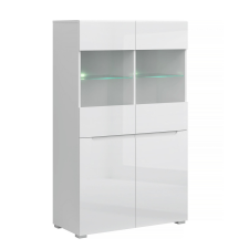 Tempo JOLK Vitrin 2D2W, fehér/fehér extra magasfényű HG bútor
