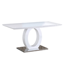 TEMPO KONDELA Étkezőasztal, fehér magas fény/acél, 150x80 cm, ZARNI bútor