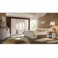 TEMPO KONDELA Hálószoba bútor készlet (ágy, 2 éjjeliszekrény, szekrény), pínia fehér| tölgy sonoma trufla, LUMERA bútor