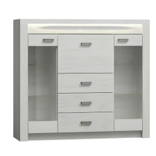 Tempo Vitrines komód, kőris fehér, INFINITY 08 bútor