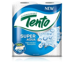TENTO Kéztörlő, tekercses, 2 rétegű, TENTO "Family Super Aqua", fehér higiéniai papíráru