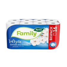 TENTO Toalettpapír, 2 rétegű, kistekercses, 16 tekercs, TENTO &quot;Family White&quot;, fehér higiéniai papíráru