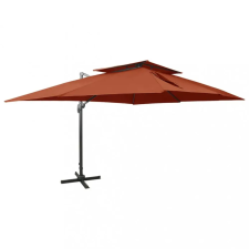  Terrakotta színű dupla tetejű konzolos napernyő 400 x 300 cm kerti bútor