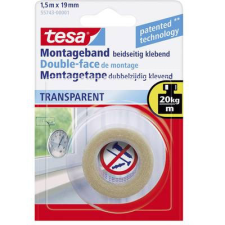 Tesa ® kétoldalas szerelőszalag, átlátszó, 1,5 m 19 mm ragasztószalag és takarófólia