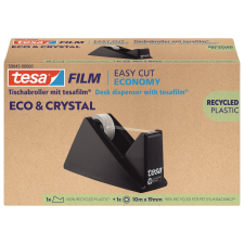 Tesa Ragasztószalag adagoló 19mmx10m, asztali + irodai átlátszó újrahasznosított ragasztószalag Tesa Eco & Crystal ragasztószalag