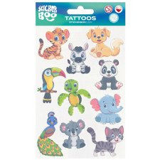 Tetoválás matrica szett, állatfigurák, 10x17,5cm, Sticker Boo csillámtetoválás