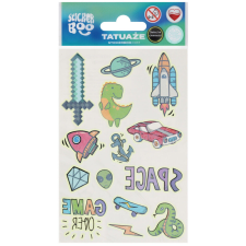  Tetoválás matrica szett, foszforeszkálós, fiús 10x17,5cm, Sticker Boo matrica
