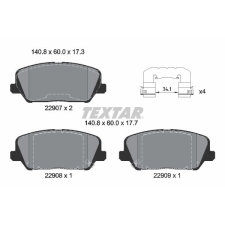 TEXTAR fékbetétkészlet, tárcsafék TEXTAR 2290701 autóalkatrész