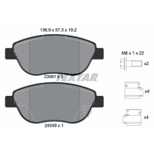 TEXTAR fékbetétkészlet, tárcsafék TEXTAR 2398101 autóalkatrész