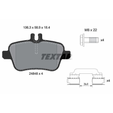 TEXTAR fékbetétkészlet, tárcsafék TEXTAR 2484805 autóalkatrész