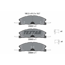 TEXTAR fékbetétkészlet, tárcsafék TEXTAR 2590201 autóalkatrész