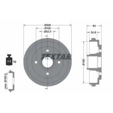 TEXTAR fékdob 94023900 autóalkatrész