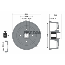TEXTAR fékdob TEXTAR 94041100 autóalkatrész