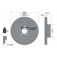 TEXTAR féktárcsa TEXTAR 92233905 féktárcsa