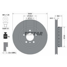 TEXTAR féktárcsa TEXTAR 92265825 féktárcsa