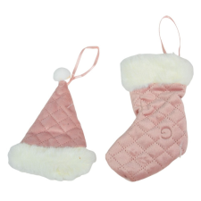  Textil akasztós karácsonyi dísz prémes mályva 14cm dekorációs kellék