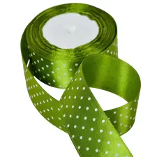  Textil szalag pöttyös moha zöld 38mmx22m dekorációs kellék