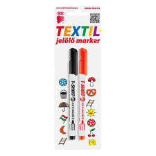 Textilmarker ICO T-Shirt slim M fekete+piros 2db/bliszter filctoll, marker
