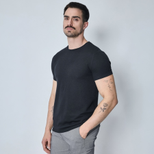 Textured Black T-Shirt - slim fit póló - Méret: L férfi póló