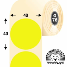Tezeko 40 mm-es kör, papír címke, fluo sárga színű (2750 címke/tekercs) etikett