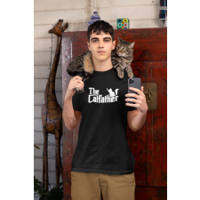 The Catfather fekete póló egyedi ajándék