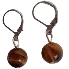 Tigrisszem, 1 golyós biztonsági fülbevaló nemesacéllal, 8 mm, nikkelmentes, természetes ásvány ékszer szett