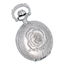 Tiko Time női nyakláncóra, quartz, ezüst színű fémtok (rózsás mintával), arab számos fehér számlap nyaklánc