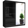  TIVARO III. Gardróbszekrény fekete üveggel, tükörrel 203x213x60 - fekete