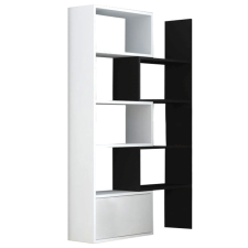  Többfunkciós könyvespolc, fehér/fekete, ASTA bútor