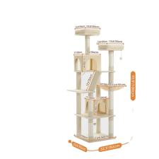  Többszintű macskafa, 70,9 hüvelykes magasság, 6 karcolóoszlop, AMT0239BG, XL macskabútor