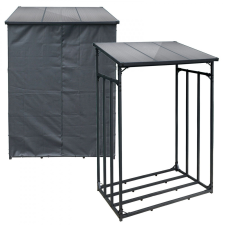  Toboli kültéri tűzifatároló 130x70x185cm védőburkolattal elöl/hátul kerti tárolás