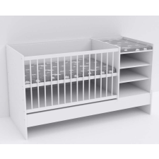 TODI Baby Shop Basic – kombiágy (ágyneműtartó nélkül) bordázott fehér kiságy, babaágy