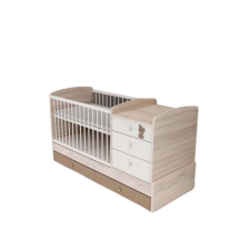 TODI Teddy kombi Kiságy pelenkázó komóddal 70x120cm - Maci #barna babaszoba szett