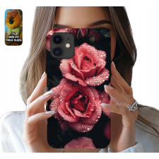 TOK ALMA IPHONE 12 - RÓZSASZÍN VIRÁGOS DESIGN + ÜVEG tok és táska