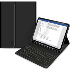TokShop Apple iPad 10.9 (2022), Bluetooth billentyűzetes mappa tok, érintőceruza tartó, TP SC Pen + Keyboard, fekete tablet tok