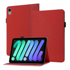 TokShop Apple iPad Mini (2021) (8.3), mappa tok, stand, bőrhatású, 3D rombusz minta, piros tablet tok