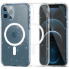 TokShop Apple iPhone 12 / 12 Pro, Műanyag hátlap védőtok + szilikon keret, Magsafe töltővel kompatibilis, csillogó hátlap, FlexAir Hybrid Magsafe Glitter, átlátszó (131281)