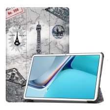 TokShop Huawei MatePad 11 (10.95) (2021), mappa tok, Eiffel torony, térkép minta, Trifold, szürke tablet tok