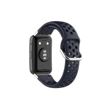 TokShop Huawei Watch Fit, szilikon pótszíj, lyukacsos, légáteresztő, sötétkék okosóra kellék