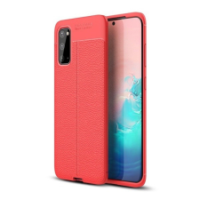 TokShop OnePlus 8 Pro, Szilikon tok, bőrhatású, varrásminta, piros tok és táska